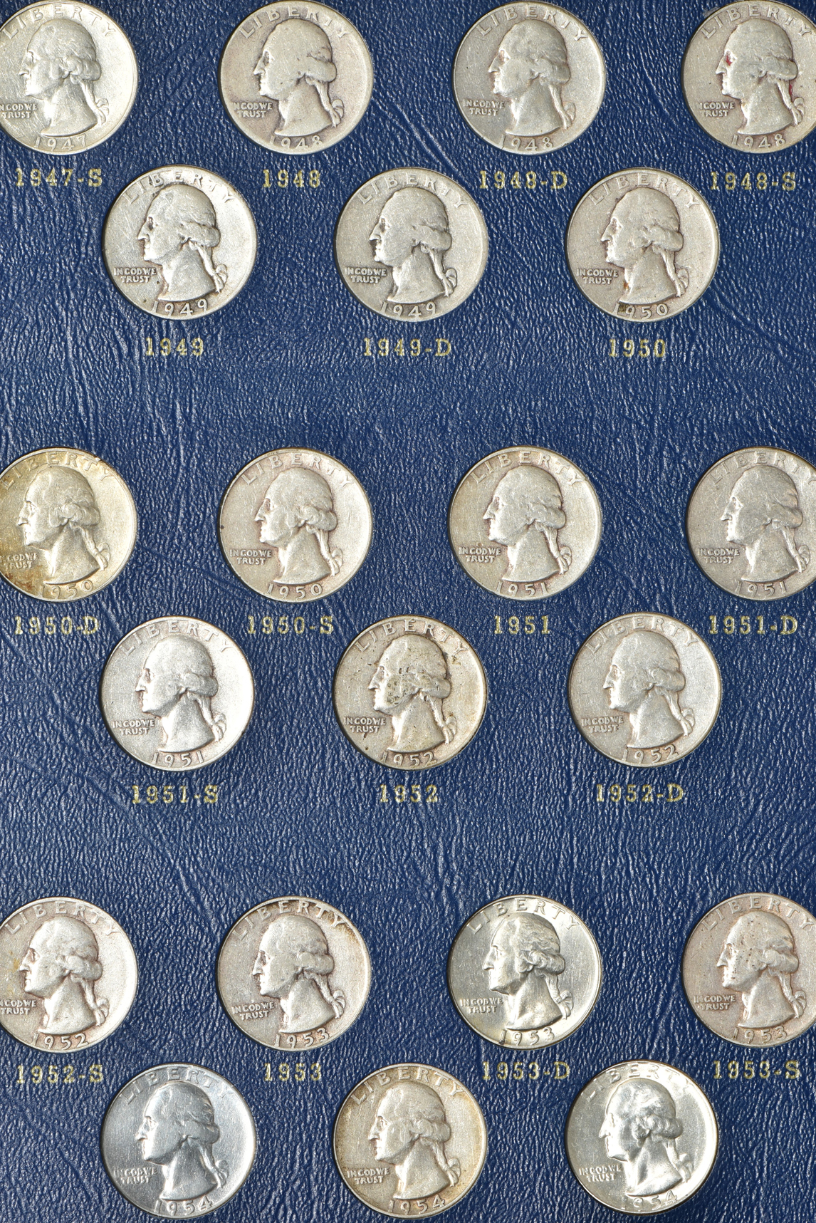 Complete collection of Washington quarters through 1964 in a Whitman 9418 album