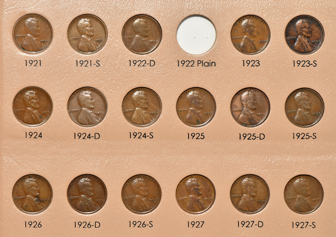 Nearly complete collection of Lincoln Wheat cents in a Dansco 7103 album