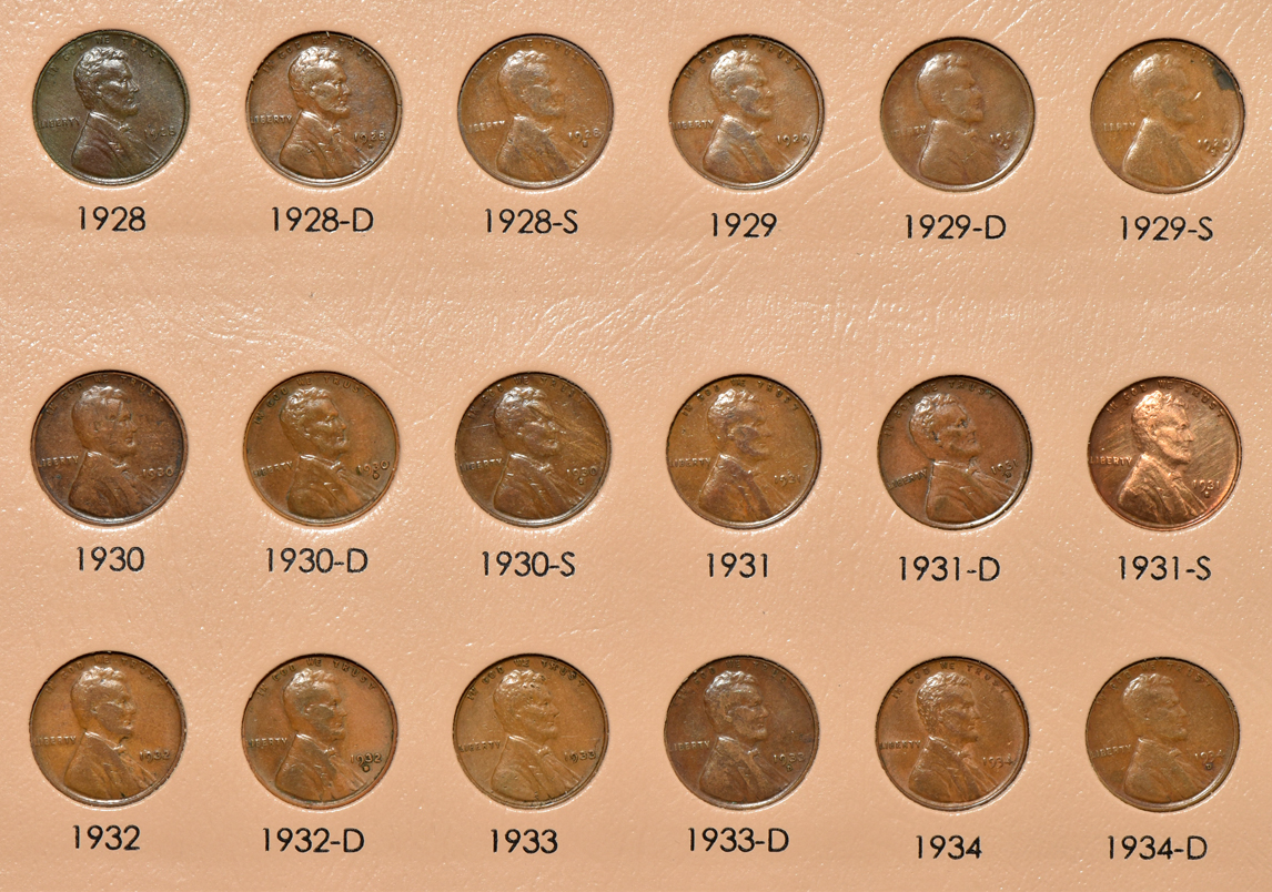 Nearly complete collection of Lincoln Wheat cents in a Dansco 7103 album