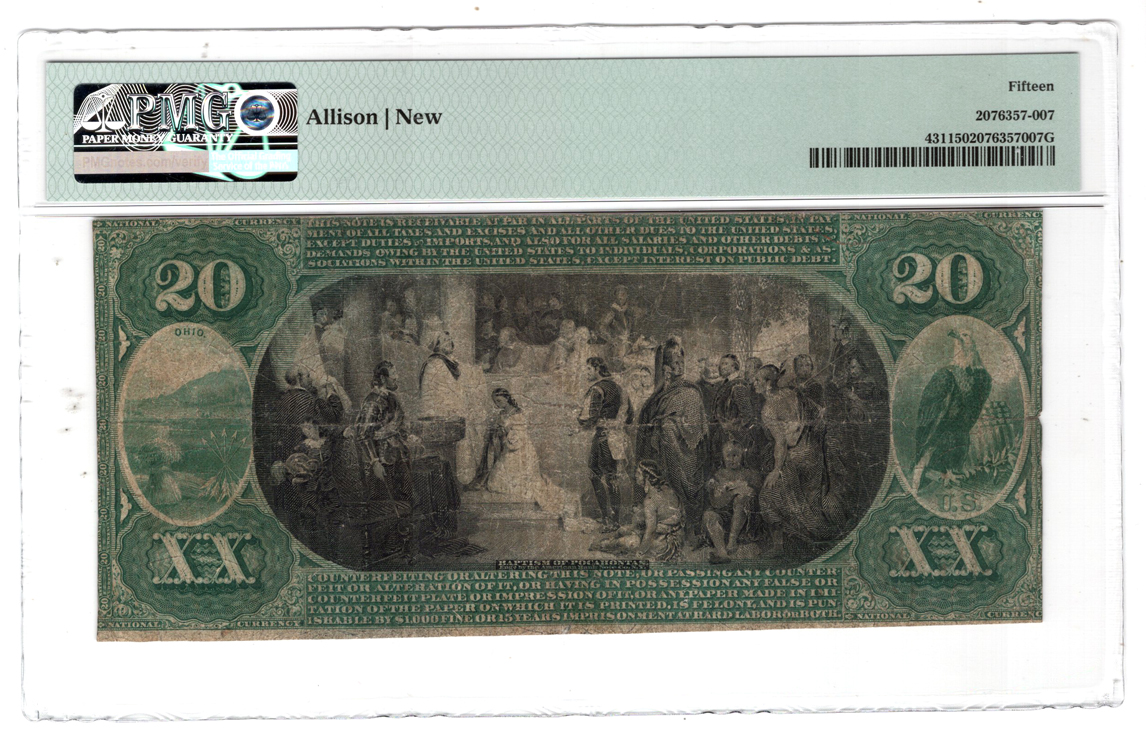 1875 $20 - Hillsborough, OH Charter #2039 - PMG F-15