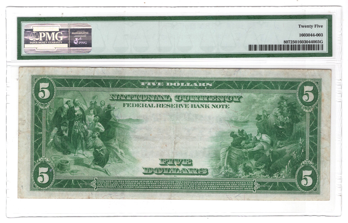 1918 $5 Dallas Fr# 807 - PMG VF-25