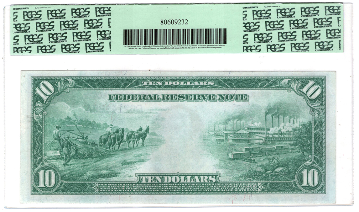 1914 $10 Cleveland Blue Seal Fr# 916 - AU-58