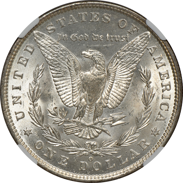 Four Morgan silver dollars certified by NGC