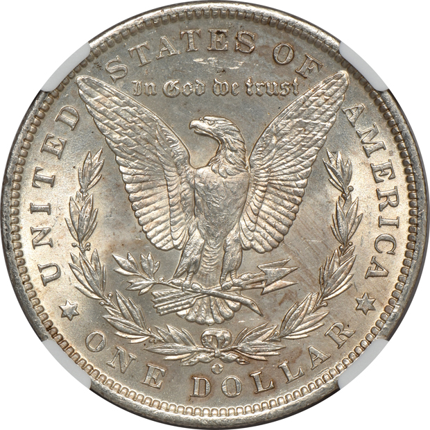 Four Morgan silver dollars certified by NGC
