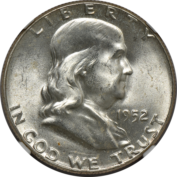Five Franklin half dollars with Full Bell Lines, all NGC