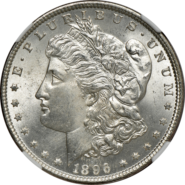 Seven certified GEM Morgan silver dollars