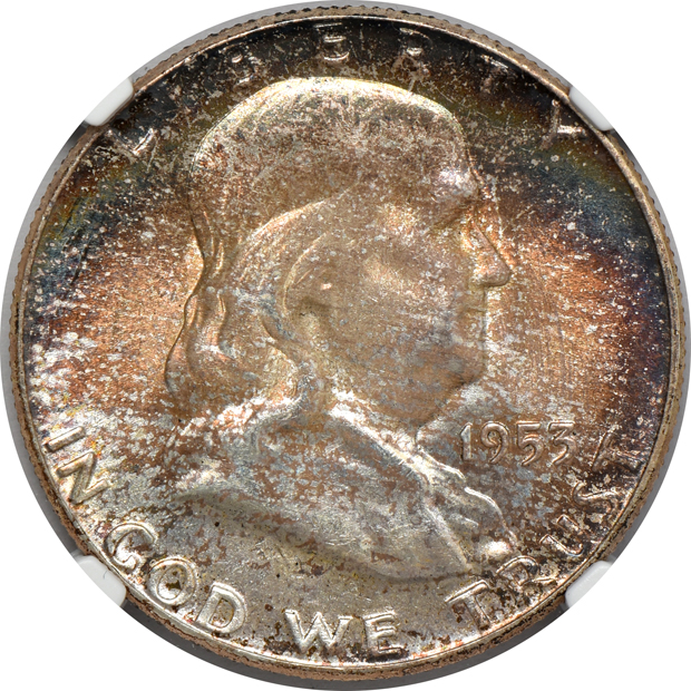 Six GEM Franklin half dollars, all NGC