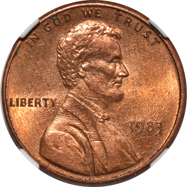 1931-S, 1972 Doubled Die Obverse, and a 1983 Doubled Die Reverse, all NGC MS-64 RB