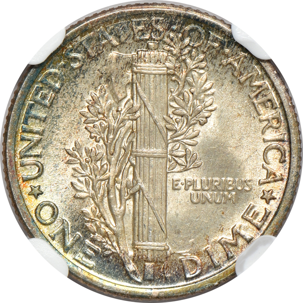 1916-S Mercury MS-66, 1917-S MS-64, and 1919 MS-64 FB, all NGC