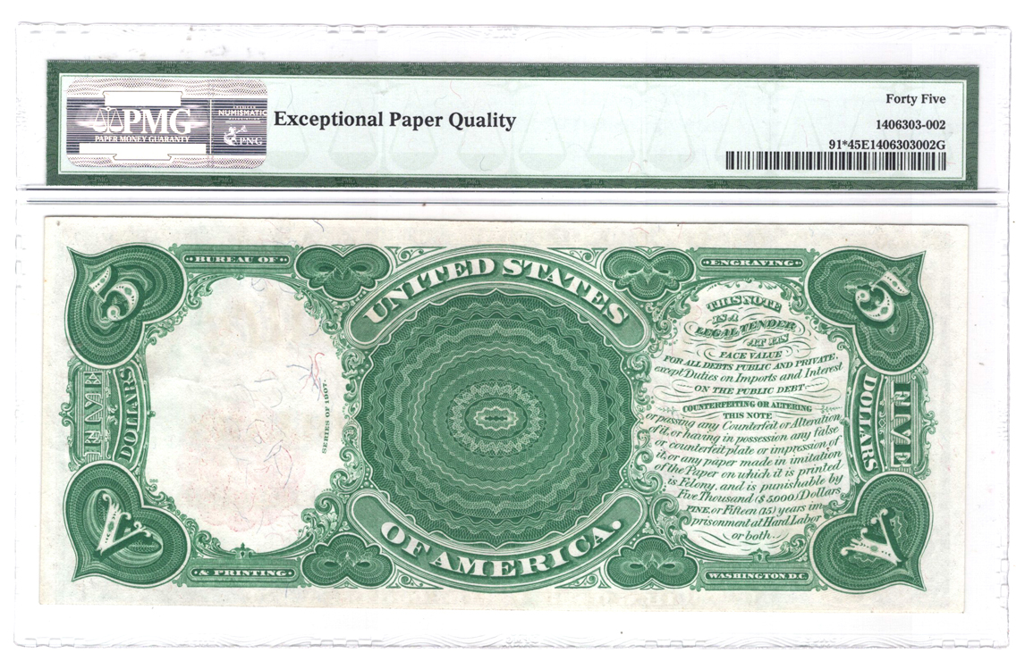 1907 $5 Woodchopper Star Fr# 91* - PMG XF-45 EPQ