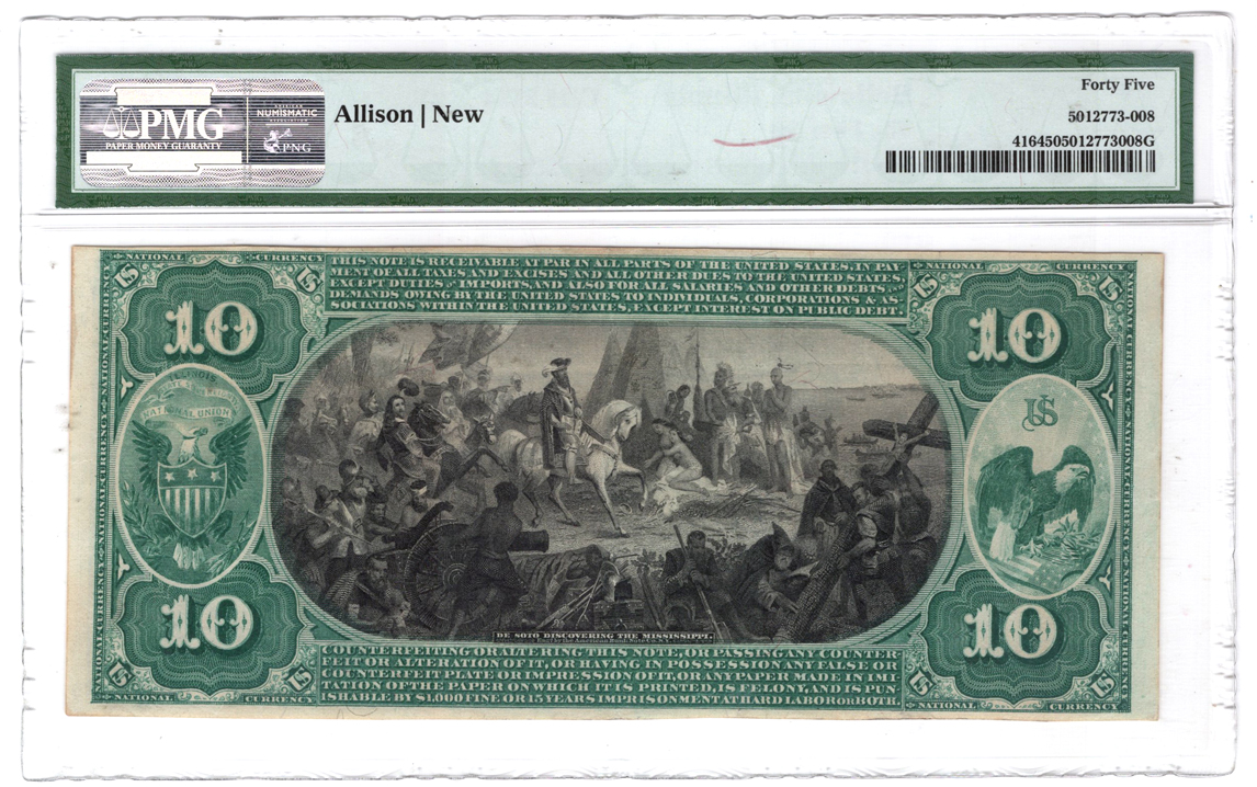 1875 $10 - Belleville, IL Charter #2154 - PMG XF-45