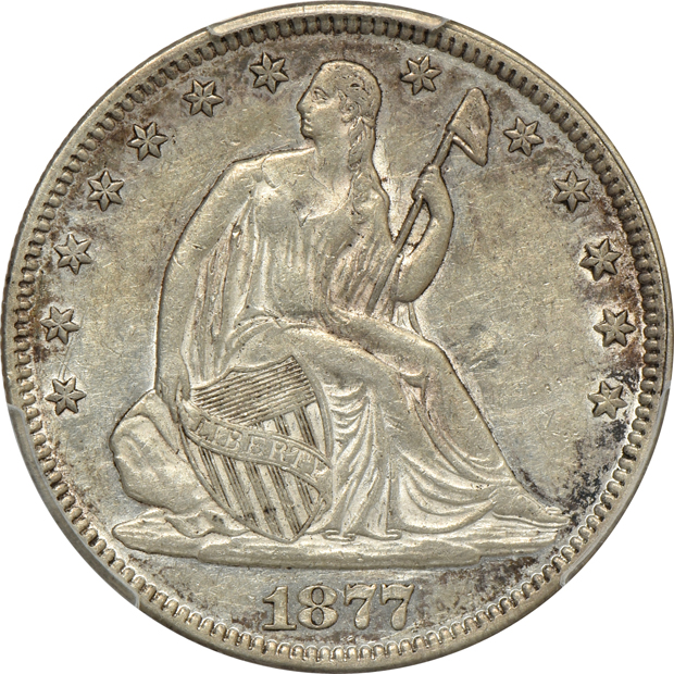 1858-O XF-45, 1877 XF-45, and 1877-S AU-58, all PCGS