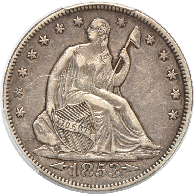 1840-O NGC XF-40, 1853 Arrows and Rays PCGS XF-40, and an 1869 PCGS VF-30