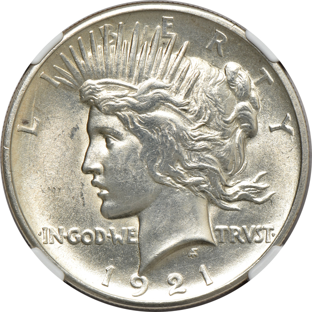 1921 Peace, High Relief UNC details/cleaned, and a 1928 UNC details/obverse scratched
