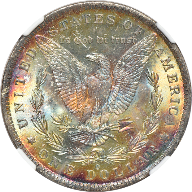 Eight Uncirculated Morgan silver dollars certified by NGC