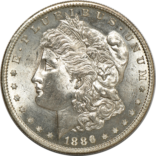 1886-S and 1890-S, both Uncirculated, raw