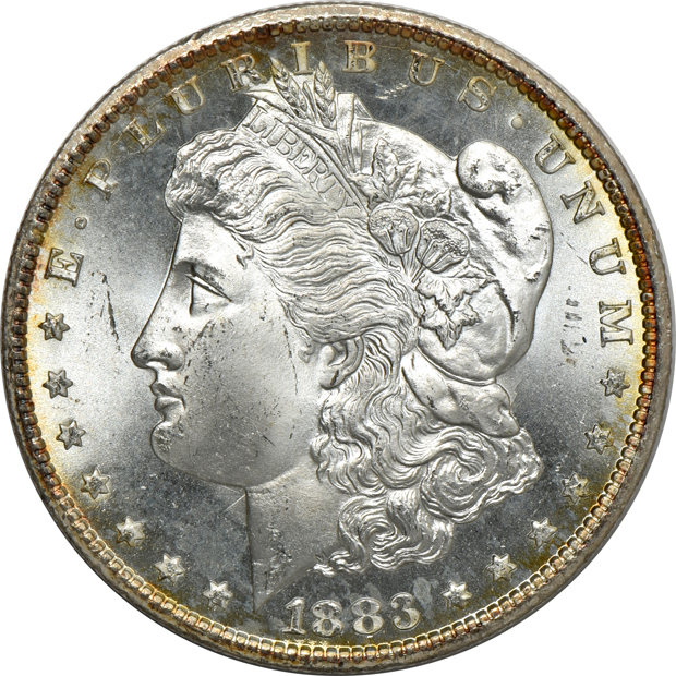 Four Carson City struck Uncirculated Morgan silver dollars, raw