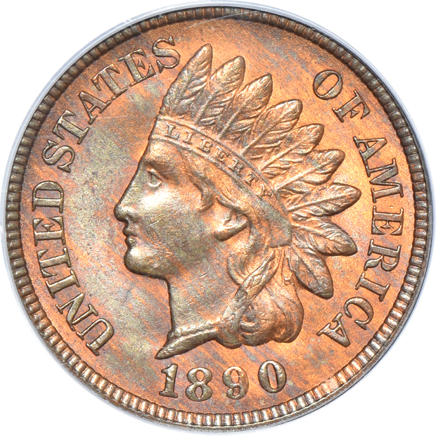 Four Uncirculated Indian Head cents certified by PCGS