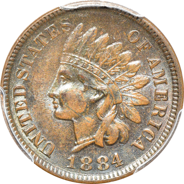 Four Uncirculated Indian Head cents certified by PCGS