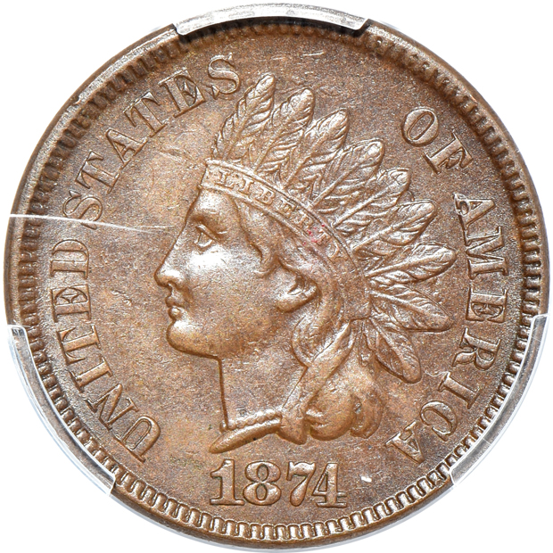 Four AU Indian Head cents certified by PCGS