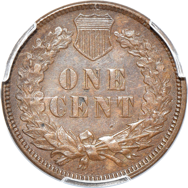 Four AU Indian Head cents certified by PCGS