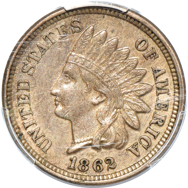 Four AU Indian Head cents certified by PCGS