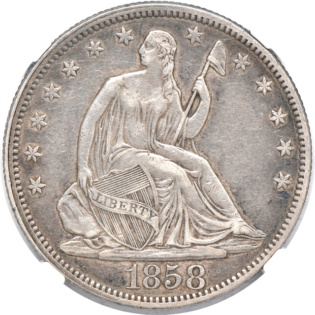 Four certified cleaned Seated Liberty half dollars
