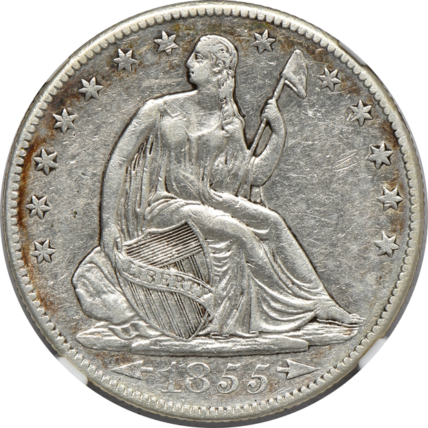 Four certified cleaned Seated Liberty half dollars