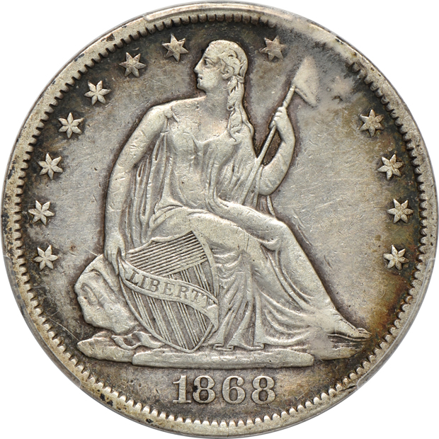 Six Seated Liberty half dollars, all PCGS XF details/cleaned