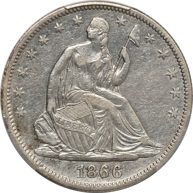 Six Seated Liberty half dollars, all PCGS XF details/cleaned