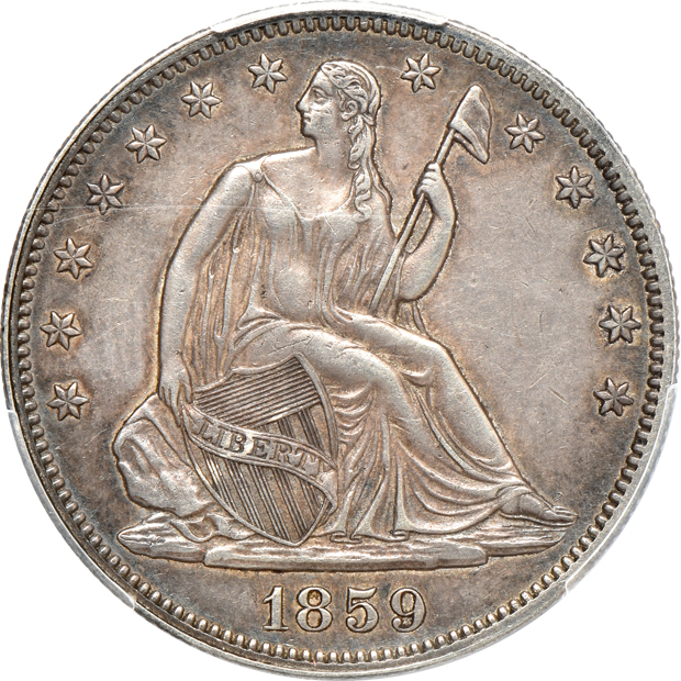 Six Seated Liberty half dollars, all PCGS XF details/cleaned