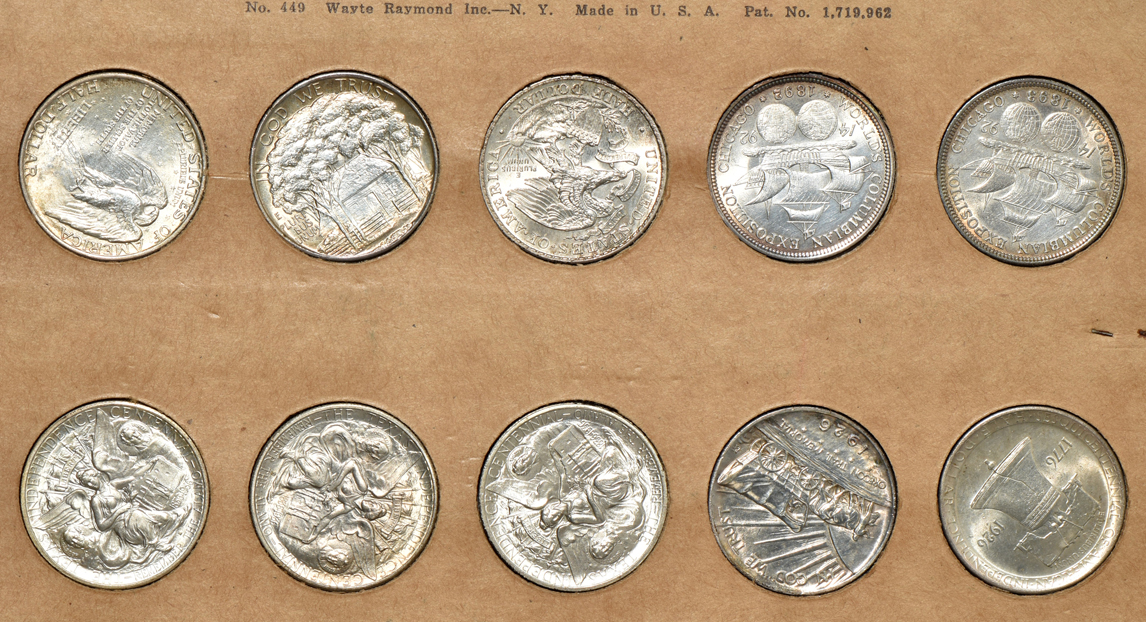 Collection of 20 silver commemorative half dollars in two Wayte Raymond pages