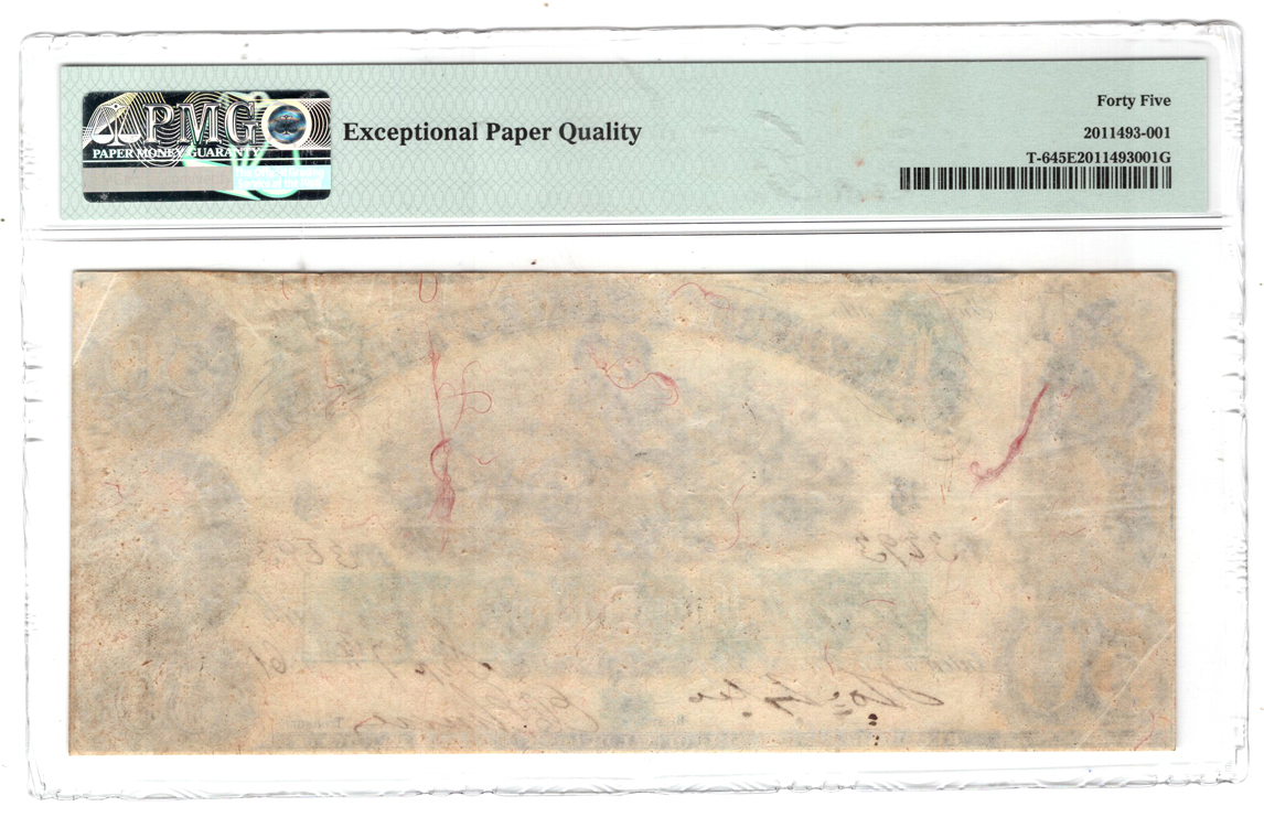 1861 $50 Confederate T-6 - PMG XF-45 EPQ