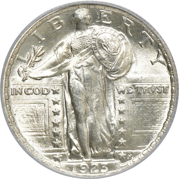 Five certified Standing Liberty quarters