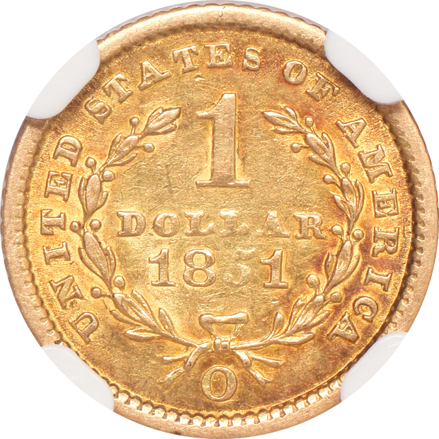1851-O AU-53, 1852 AU-58, and an 1853 AU-58, all NGC