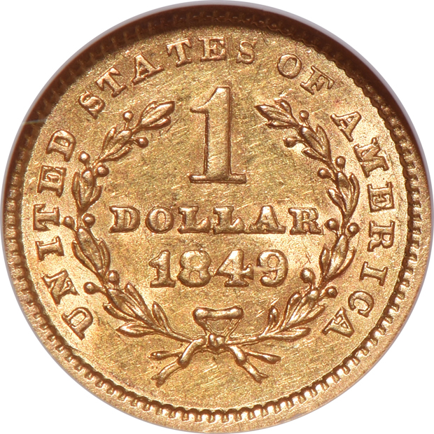 1849 Open Wreath MS-61, and an 1849 Closed Wreath AU-55, both NGC