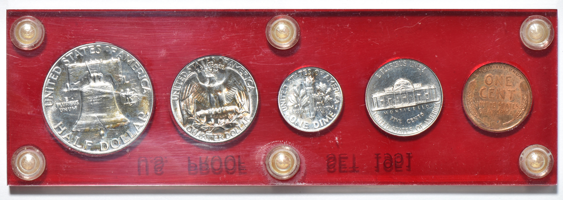 Three 1951 Proof Sets in Capital Plastic holders