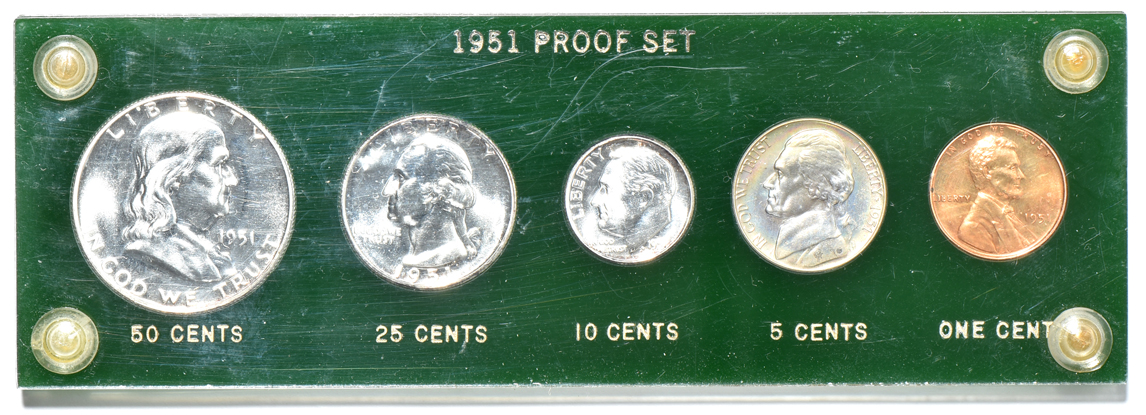 Three 1951 Proof Sets in Capital Plastic holders