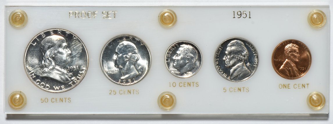 Three 1951 Proof Sets in Capital Plastic holders