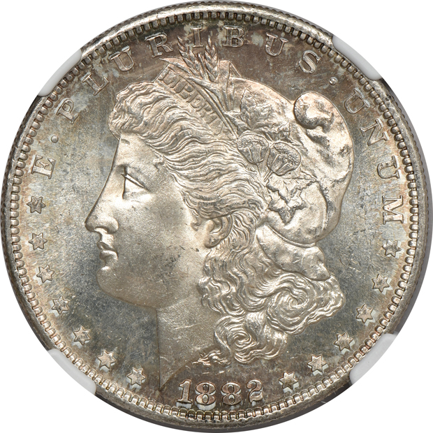 1881-S MS-64, 1882-S MS-65, and an 1898-S AU-58, all NGC