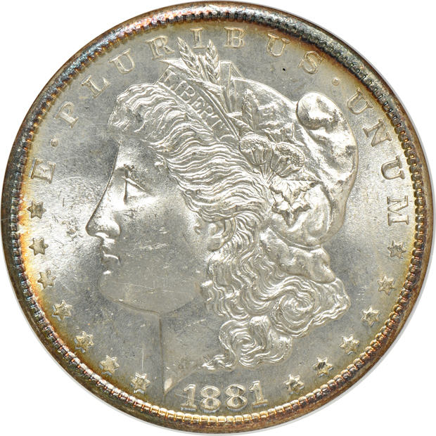 1881-S MS-64, 1882-S MS-65, and an 1898-S AU-58, all NGC
