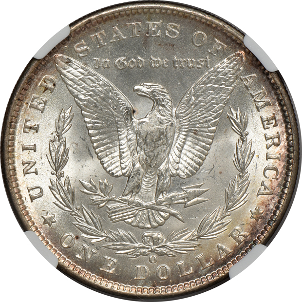 1878 7TF Reverse of 1878 MS-62, 1900-O MS-65, and a 1902 MS-64, all NGC