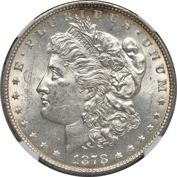 1878 7TF Reverse of 1878 MS-62, 1900-O MS-65, and a 1902 MS-64, all NGC
