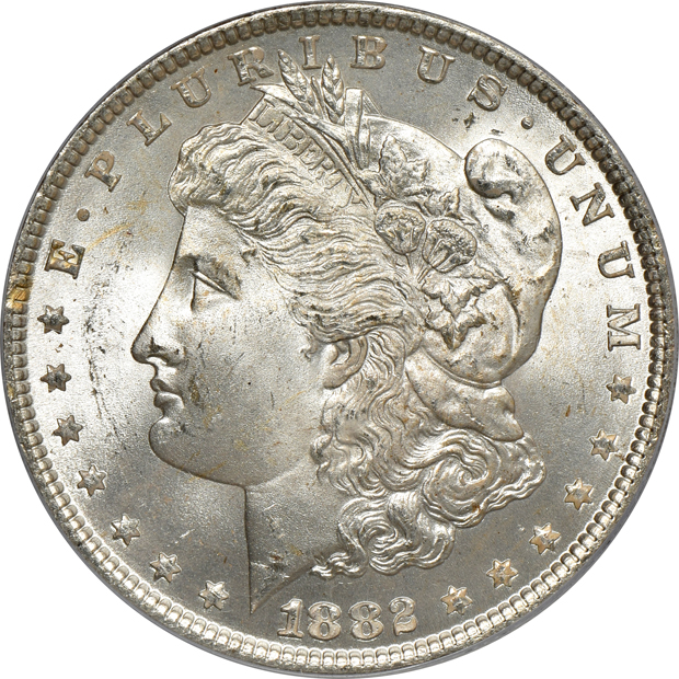 1882 and 1882-CC, both PCGS MS-65 (green label)