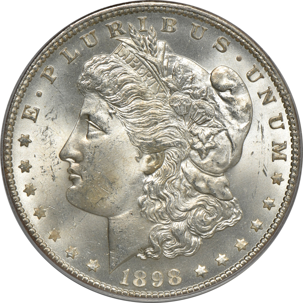 1888-O, 1898-O, and 1899-O, all PCGS MS-65 (green label)