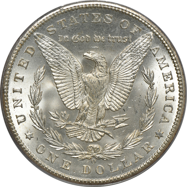 1888-O, 1898-O, and 1899-O, all PCGS MS-65 (green label)