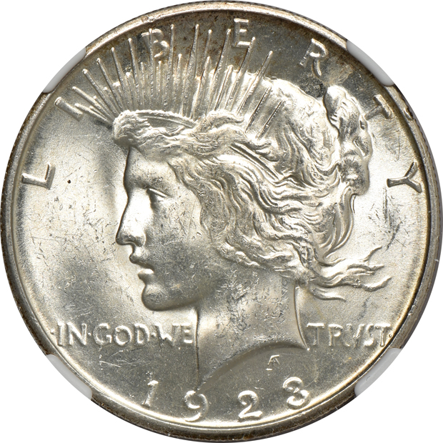 1922-S MS-62, 1923-S MS-63, and a 1927 MS-64, all NGC