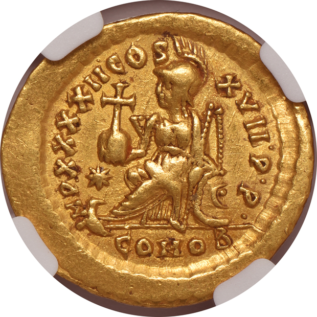 Roman Empire - AD 425-455 Valentinian III solidus - NGC Ch VF