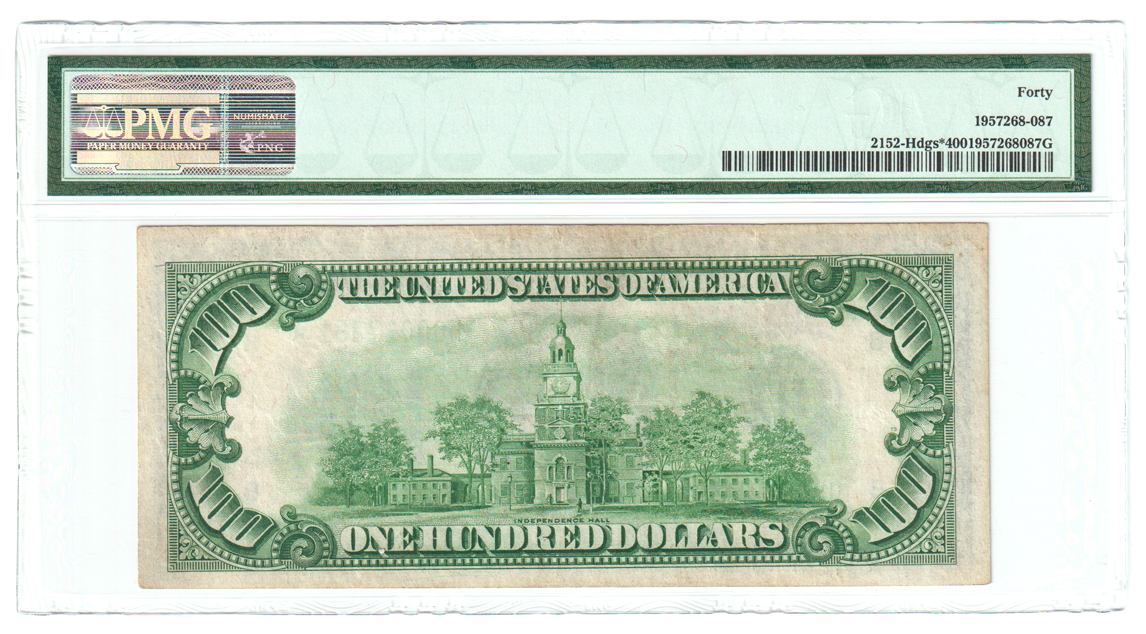 1934 $100 St. Louis Dark Green Seal Star Fr# 2152-Hdgs* - PMG XF-40