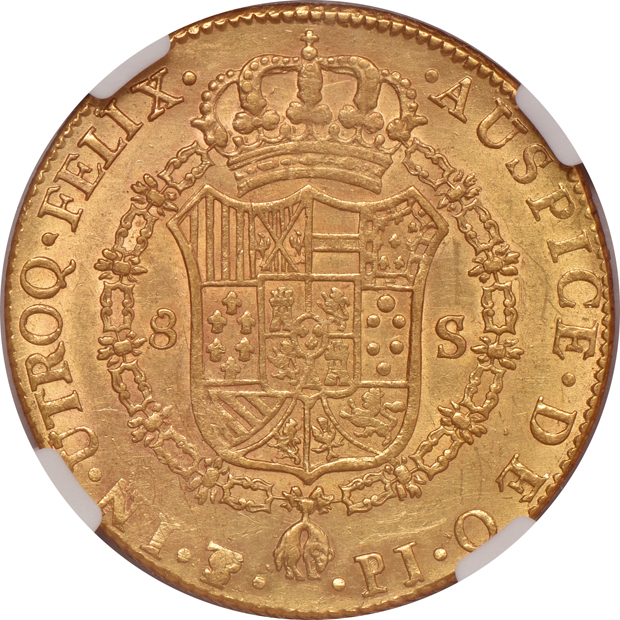 Spain/Colonial - Bolivia - 1808-PTS PJ 8 escudos - NGC AU-53